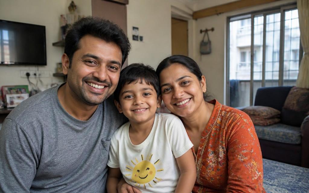 Indian family protected by LIC Money Back Plans